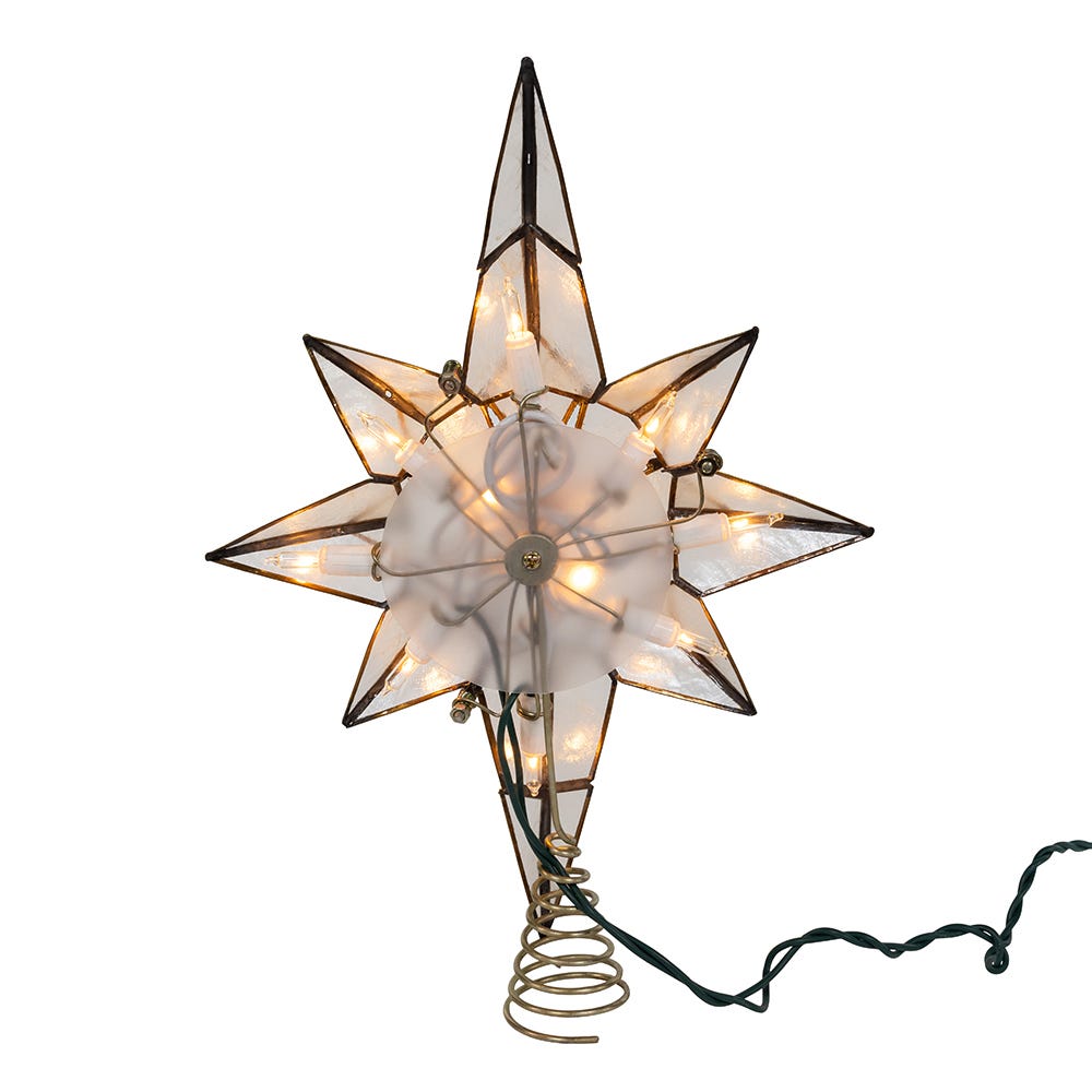 Kurt Adler 11.42-Inch UL 10-Light Gold Glittered Capiz Bethlehem Star Tree Topper